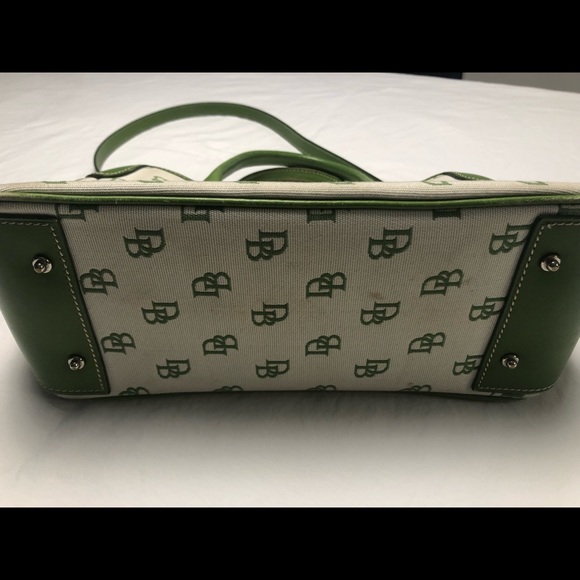 Green & White Dooney & Bourke handbag with detachable shoulder strap - Picture 3 of 3